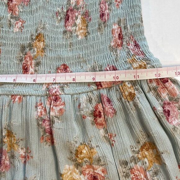 Becool Peasant Babydoll Smocked Mini Dress Puff Sleeves Spring Easter Floral S - Picture 13 of 16